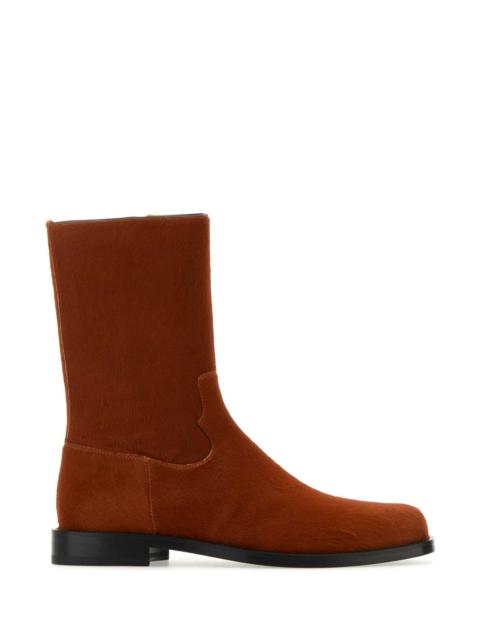 Dries Van Noten Brick Calfhair Ankle Boots Tan Stivali