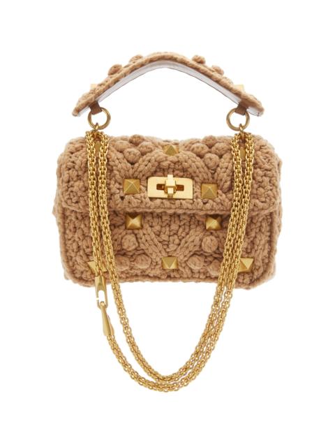 Valentino Garavani Medium Roman Stud Cashmere Bag blue