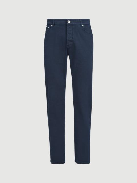 Brunello Cucinelli Garment-dyed comfort lightweight denim traditional fit five-pocket trousers