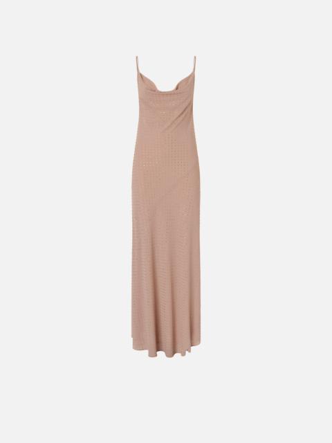 PINKO LONG SLIP DRESS WITH RHINESTONES