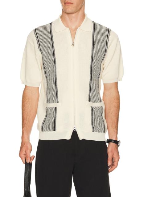 BEAMS PLUS Zip Knit Polo Stripe