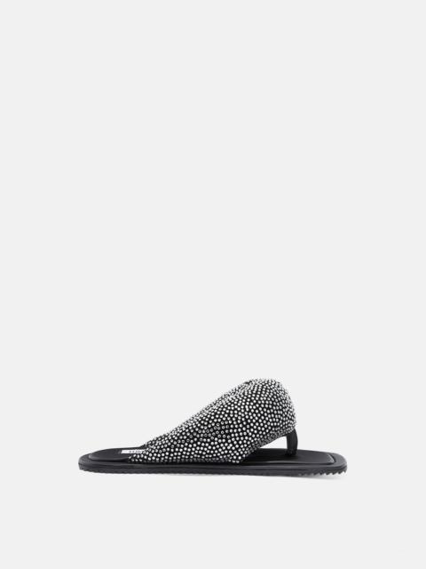 THE ATTICO ''INDIE MAX'' BLACK AND CRYSTAL FLAT THONG