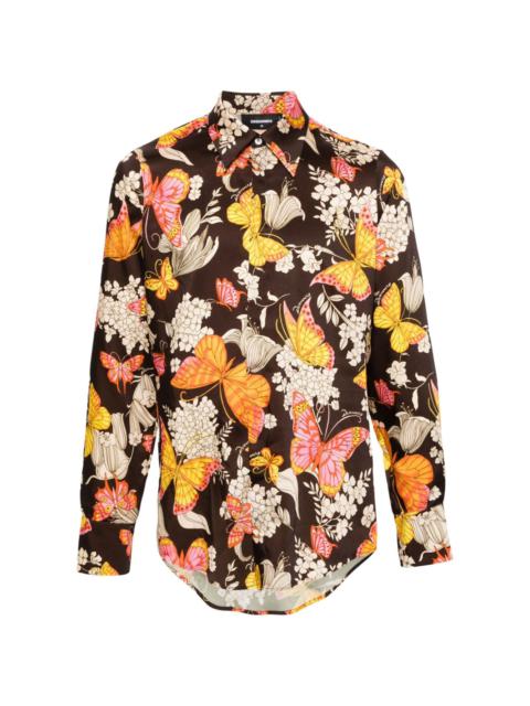 DSQUARED2 butterfly-print satin shirt