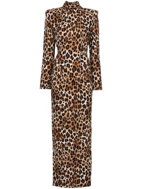 ROWEN ROSE leopard-print maxi dress