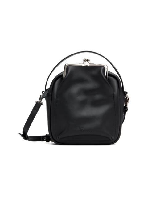Y's Black Cow Leather Metal Clasp Box Bag