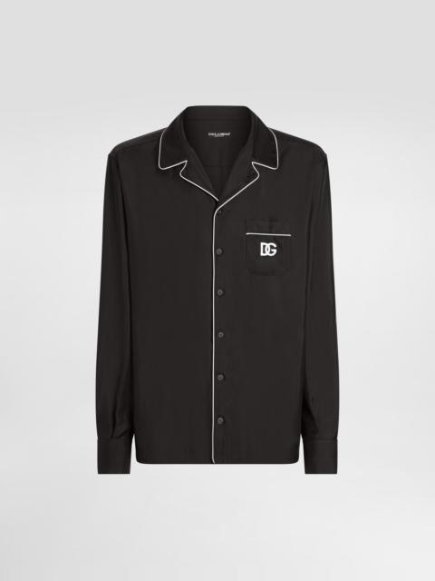 Dolce & Gabbana Silk shirt with DG logo-embroidered patch
