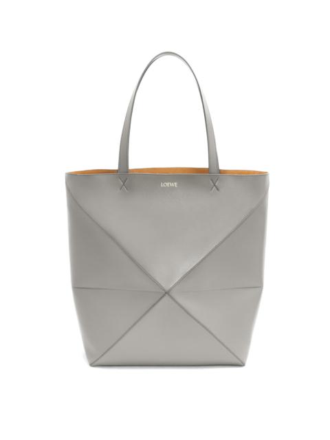 Large Puzzle Fold Tote in shiny calfskin