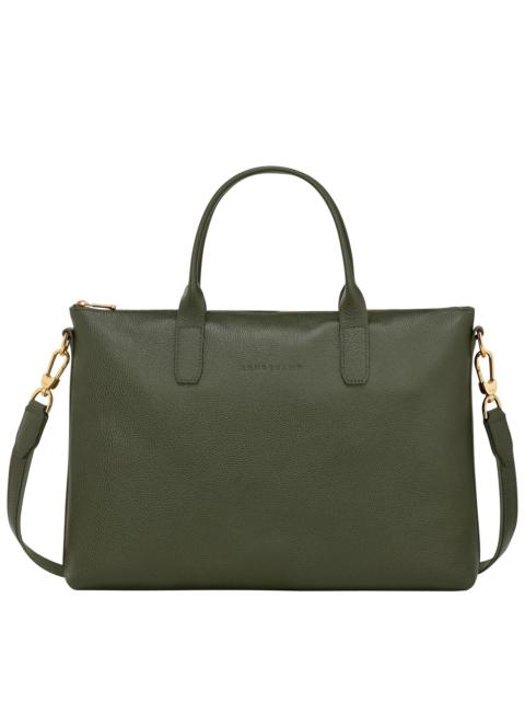 Le Foulonné S Briefcase Khaki - Leather