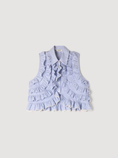 Sandro RUFFLED STRIPED SHIRT