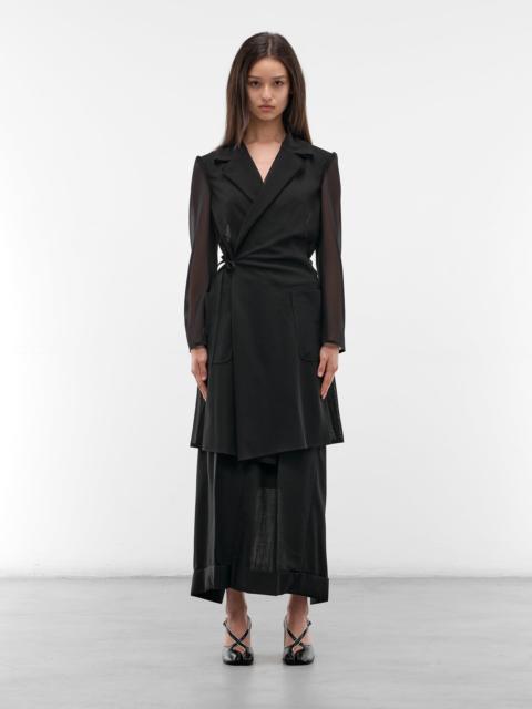 Junya Watanabe Black Sheer Paneled Wrap Coat