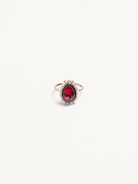 Valentino VALENTINO VLOGO SIGNATURE RHINESTONE RING IN METAL, ENAMEL AND SWAROVSKI® CRYSTALS