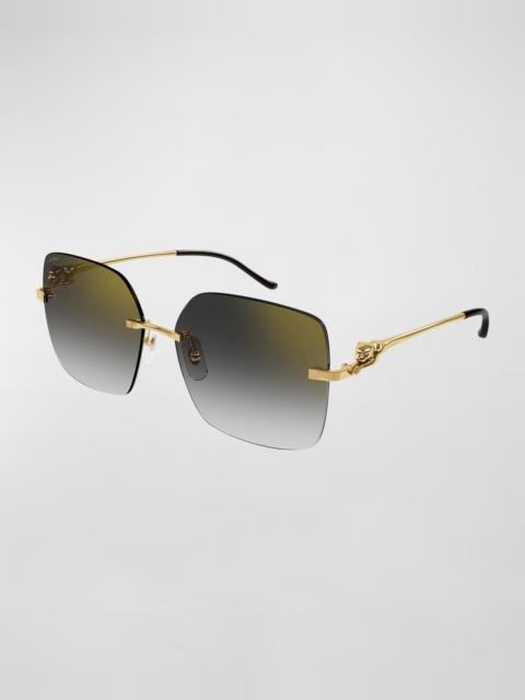 Cartier Panther Square Metal Sunglasses