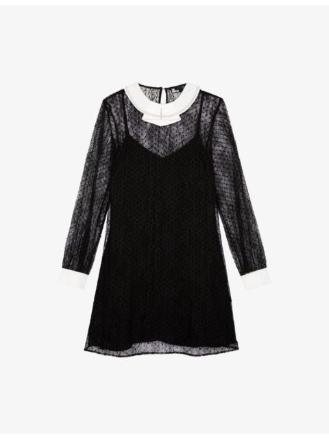 The Kooples Lace Contrast-Collar Woven Mini Dress