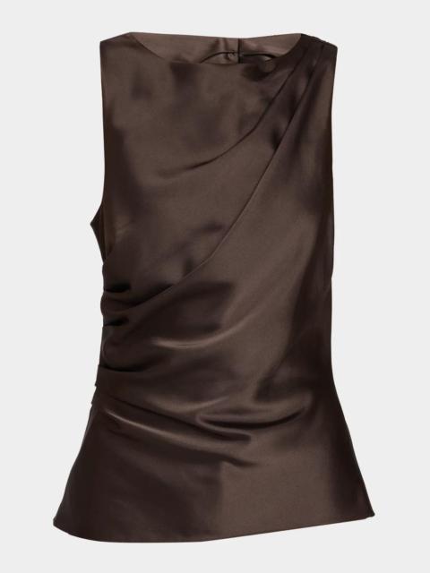 TANYA TAYLOR Sasha Draped Satin Top