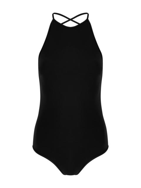 Open-back lace-up swimsuit