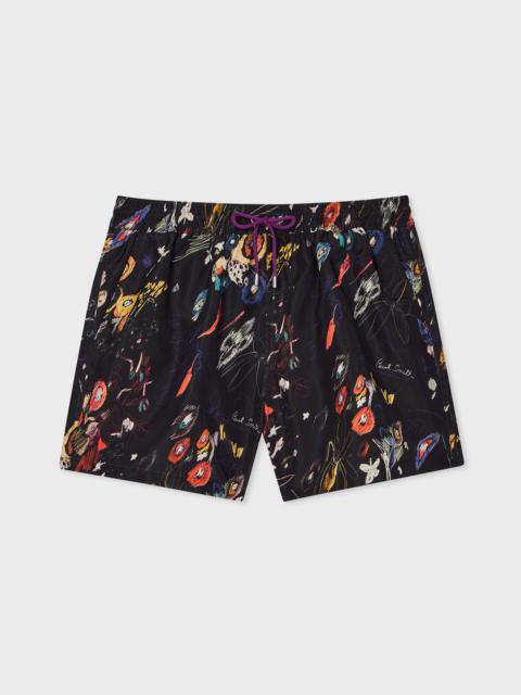 Paul Smith Black 'Sketchbook Botanical' Swim Shorts
