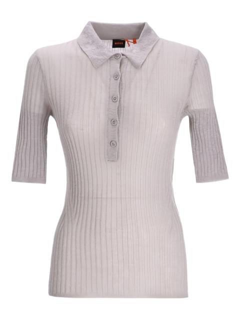 BOSS ribbed button polo top