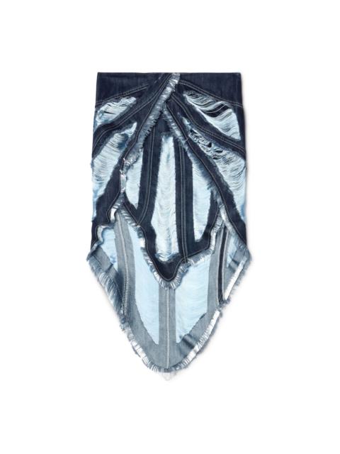 Off-White Light Blue Shredded Denim Skirt