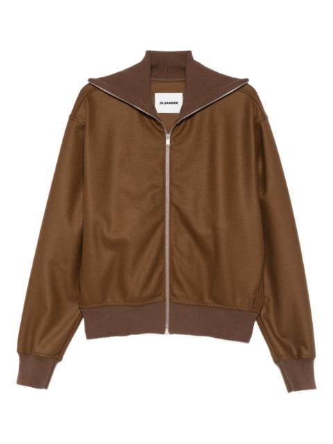 Jil Sander zip-up ribbed bomber jacket