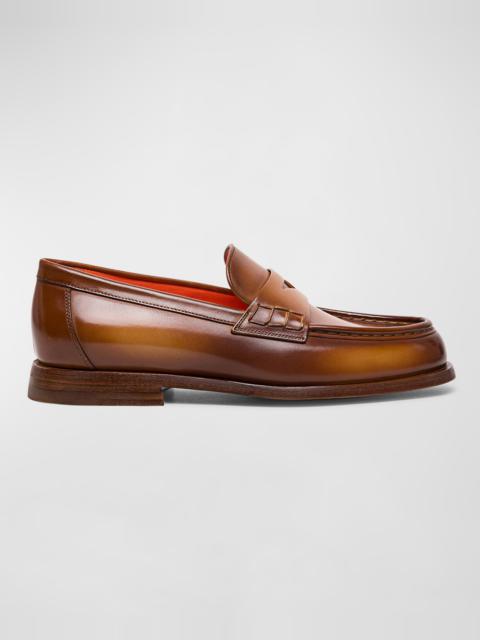 Santoni Airglow Classic Leather Penny Loafers