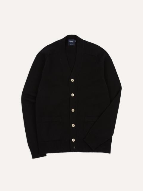 Drake's Black Lambswool 6 Button Cardigan