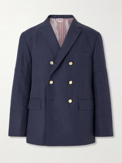 Thom Browne Double-Breasted Striped Cotton and Linen-Blend Blazer