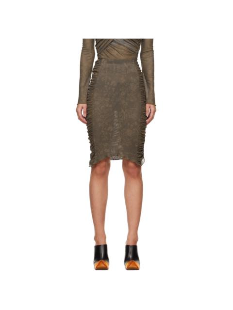 JADE CROPPER Khaki Ruched Midi SKirt