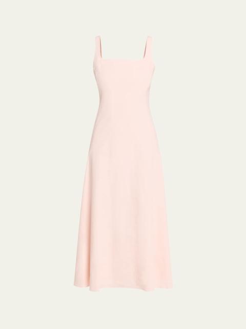 Theory Sleeveless Square-Neck Seamed Midi Dress