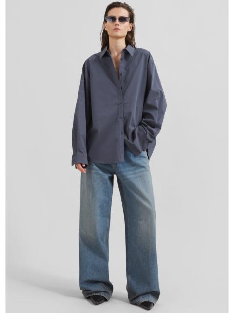 The Frankie Shop Kae Back Slit Button Up Shirt - Charcoal