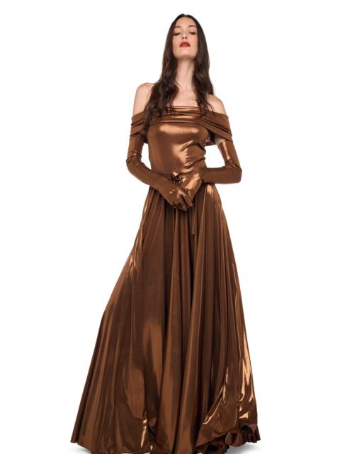 NORMA KAMALI SLEEVELESS COWL NECK FLARED GOWN