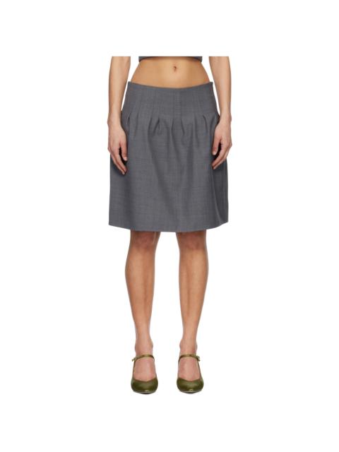 SHUSHU/TONG Gray Low-Waist Pleated Miniskirt