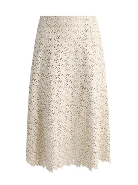 Alice + Olivia SOSIE LASER-CUT LEATHER MIDI SKIRT