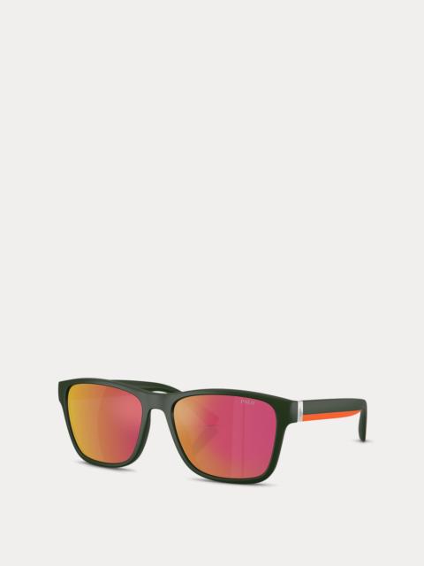 Polo Ralph Lauren Striped-Temple Square Sunglasses