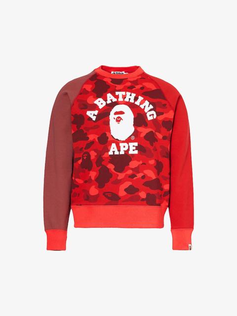 A BATHING APE® Crewneck brand-patch cotton-jersey sweatshirt
