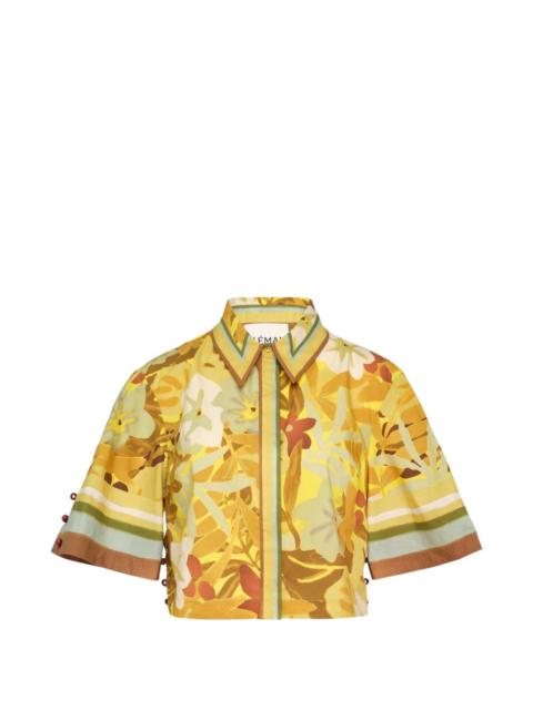 ALÉMAIS Maxi Cropped floral-print shirt