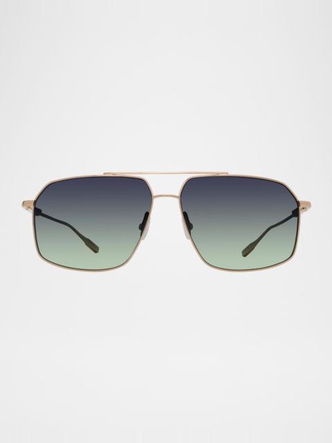 BARTON PERREIRA Men's Renzo Polarized Titanium Rectangle Sunglasses