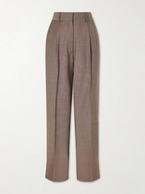 BLAZÉ MILANO Aile Fox Pleated Wool And Mohair-blend Straight-leg Pants