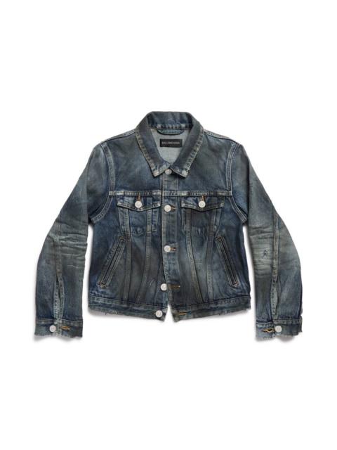 BALENCIAGA Women's Shrunk Denim Jacket in Light Blue