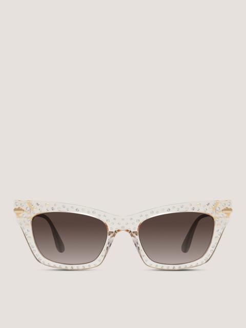 Stuart Weitzman TRANSPARENT CRYSTAL CAT-EYE SUNGLASSES