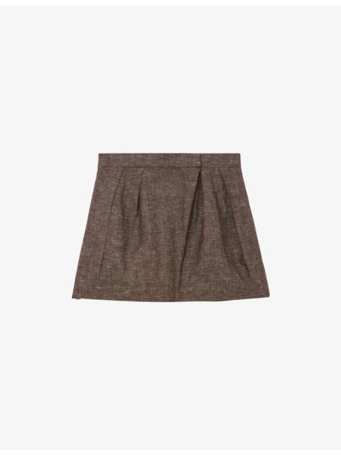 REISS Serena Wrap-Front Linen Shorts
