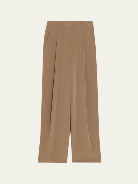 GIORGIO ARMANI High-Rise Pleated Straight-Leg Trousers