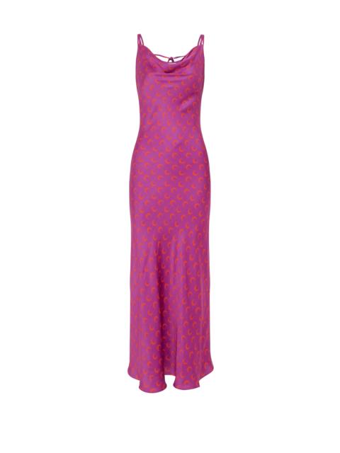 Marine Serre Moon Printed Satin Long Slip Dress