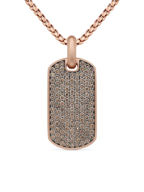 DAVID YURMAN Men's Chevron Pavé Tag In 18K Rose Gold - Rose Gold