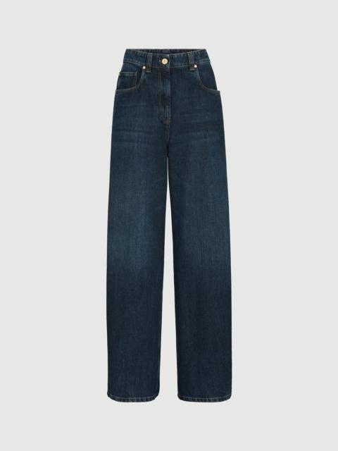 Brunello Cucinelli Authentic denim wide trousers with monili