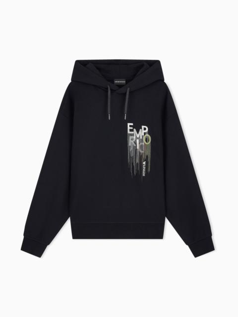 EMPORIO ARMANI FRENCH TERRY JERSEY HOODIE WITH KOGO EMBROIDERY