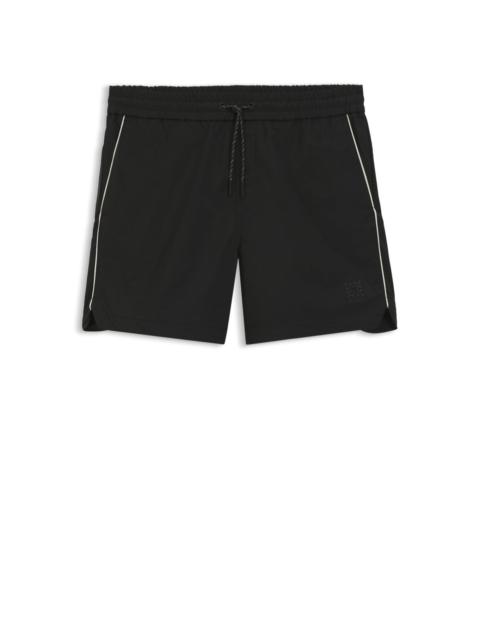 HUGO CONTRAST-PIPING SHORTS WITH WATER-REPELLENT FINISH