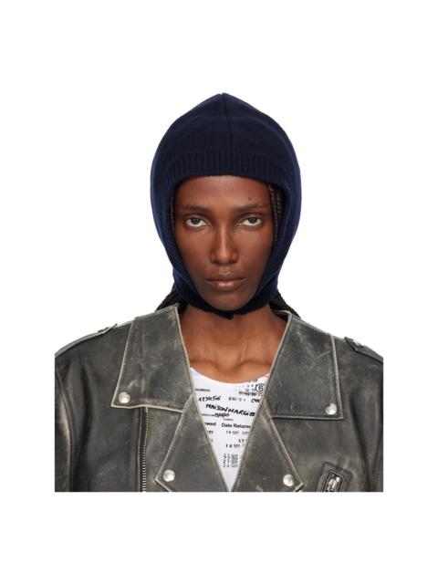 Maison Margiela Navy Wool Knit Hood