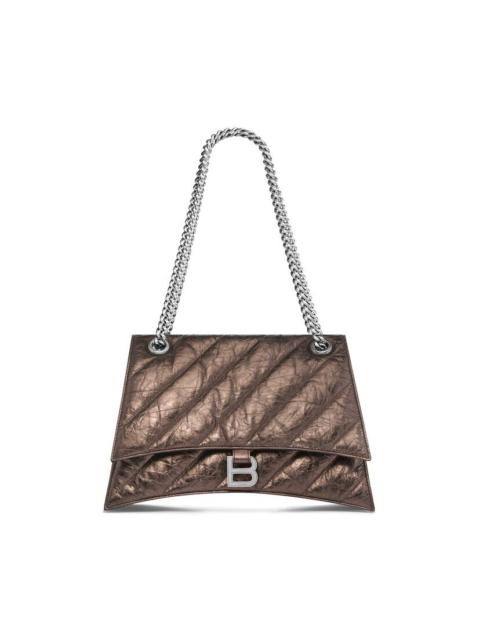 Women's Crush Medium Chain Bag Metallized Quilted  in Bronze