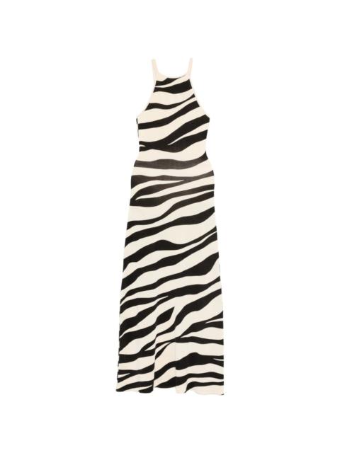 Sandro zebra-print knitted maxi dress