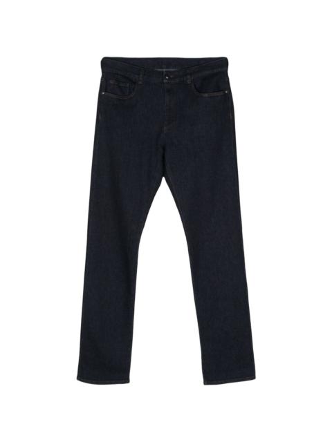 Canali logo-patch straight jeans